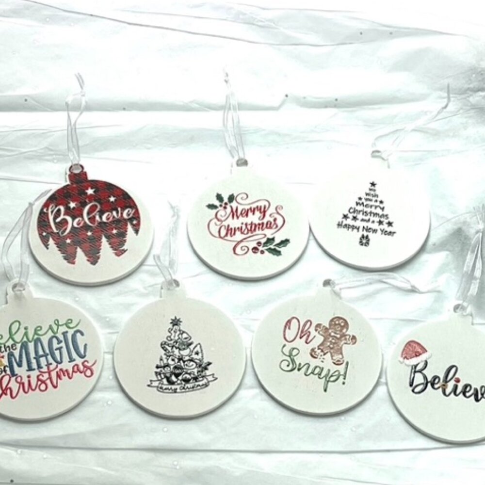 Set of 7 Lightweight Wooden Ornaments-New!